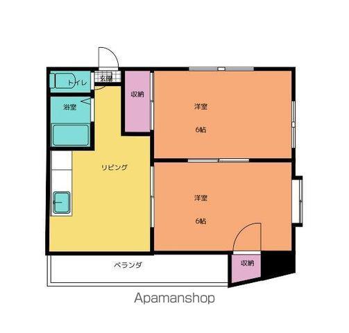 第21杉フラット(2DK/4階)の間取り写真