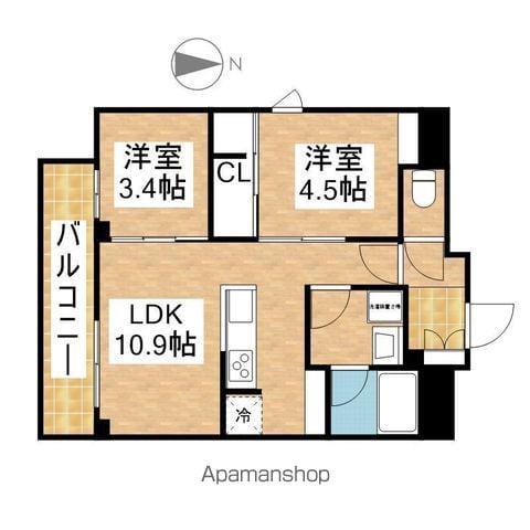 デュオフラッツ今池フレナ(2LDK/11階)の間取り写真