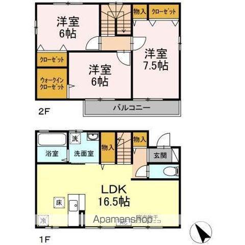青梅線 昭島駅 徒歩18分 2階建 築18年(3LDK)の間取り写真
