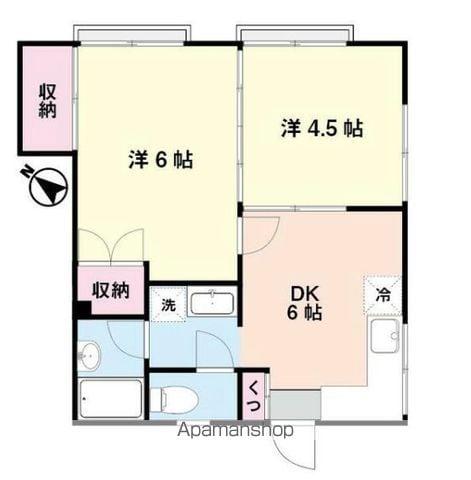 ホワイトハイムタナカ(2DK/1階)の間取り写真