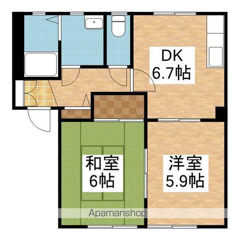 ボナール(2DK/2階)の間取り写真