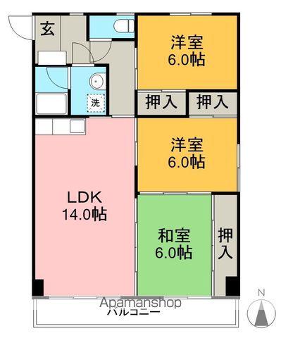 シルキーハイツ(3LDK/3階)の間取り写真