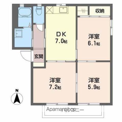 コートバリュージュ D(3DK/2階)の間取り写真