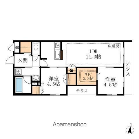 ジャンヴィエ・ルナ(2LDK/1階)の間取り写真
