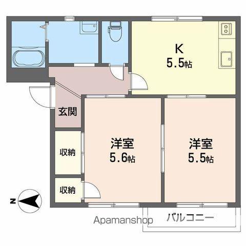 ドミール竹原(2K/2階)の間取り写真