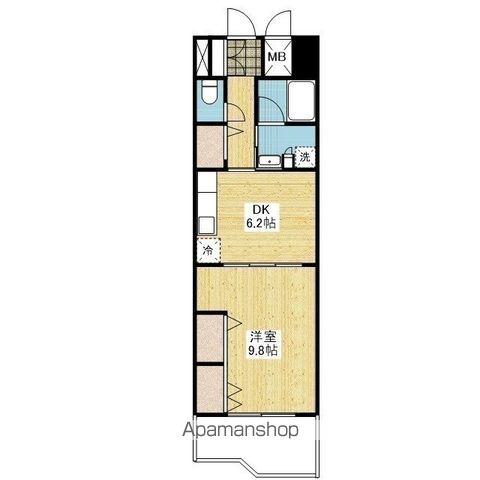 リアライズ竹原(1DK/2階)の間取り写真