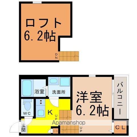 ソラノテラス自由ヶ丘(1K/2階)の間取り写真