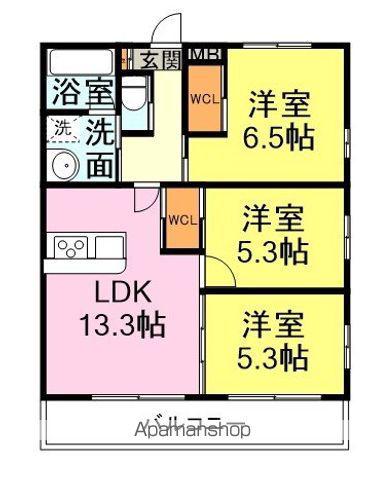 コンダクトレジデンス丸山サウス(3LDK/3階)の間取り写真