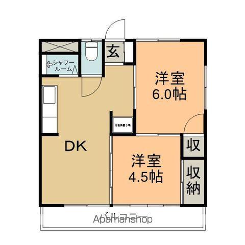 うぐいすのとまるサンティエ(2DK/2階)の間取り写真