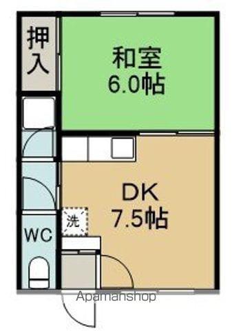 ハウス岡商(1DK/2階)の間取り写真