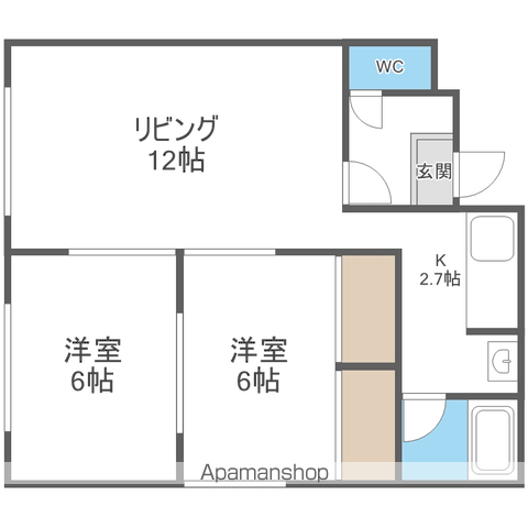 メゾンルミエールA棟(2LDK/2階)の間取り写真