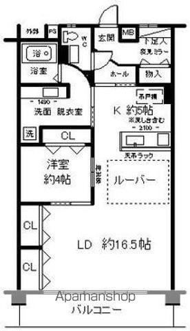 朝日ヒルズ(1LDK/3階)の間取り写真