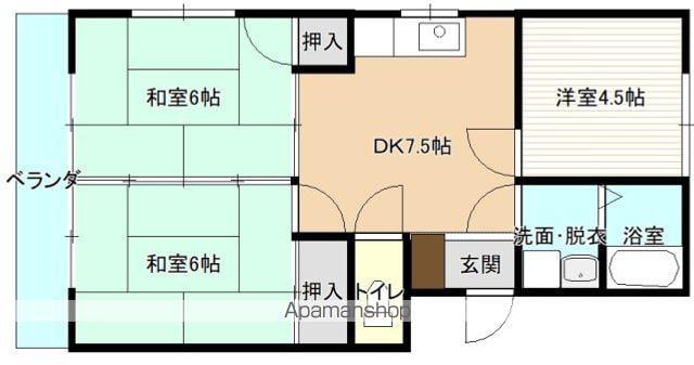 第1沖本ハイツ(3DK/4階)の間取り写真