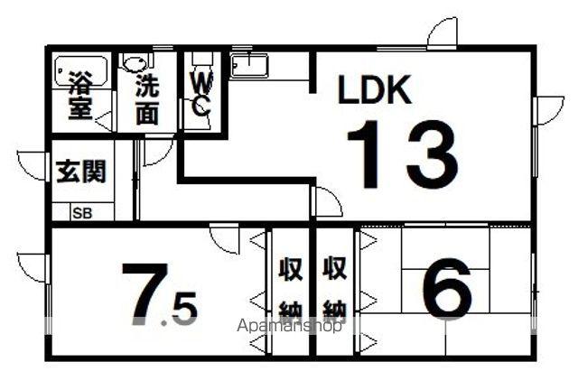 スワンハイツ(2LDK/2階)の間取り写真