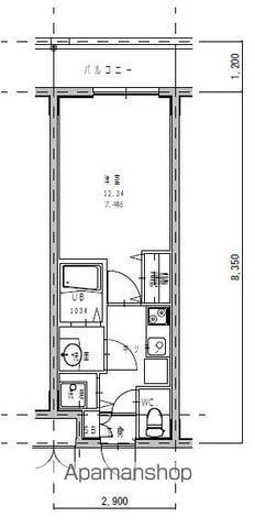 RESIDENCETAKAMIYA(1K/3階)の間取り写真