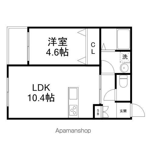 オルビスタ健軍(1LDK/3階)の間取り写真