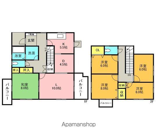 東北本線 矢幅駅 徒歩23分 2階建 築30年(5LDK)の間取り写真