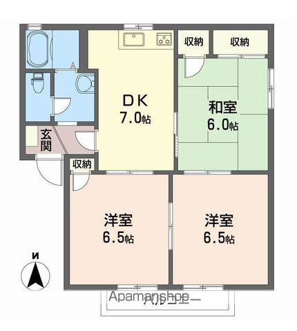 ディアス三町 B棟(3DK/2階)の間取り写真