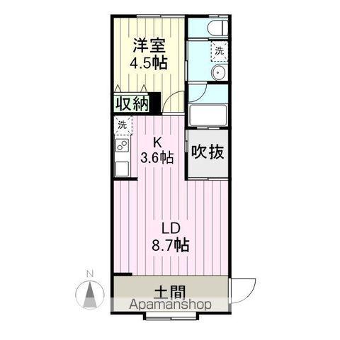 LAND新田東(1LDK/1階)の間取り写真