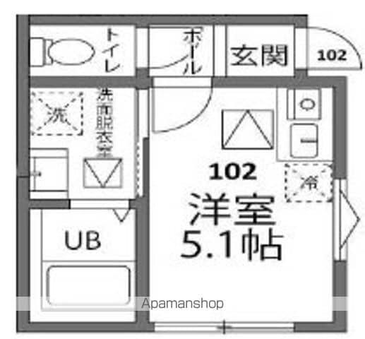 TERASU武蔵村山(ワンルーム/1階)の間取り写真