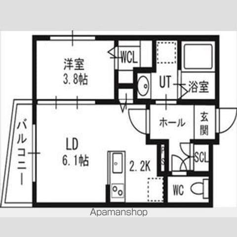 アルファスクエア北12西3(1LDK/4階)の間取り写真