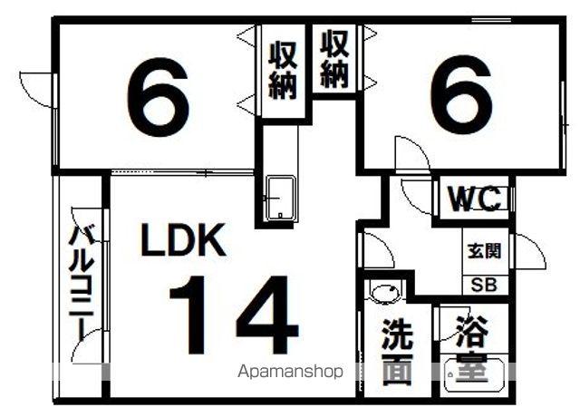ウエルカムサトウ4(2LDK/2階)の間取り写真
