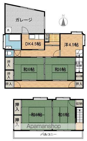 篠ノ井線 南松本駅 徒歩25分 2階建 築47年(5DK)の間取り写真