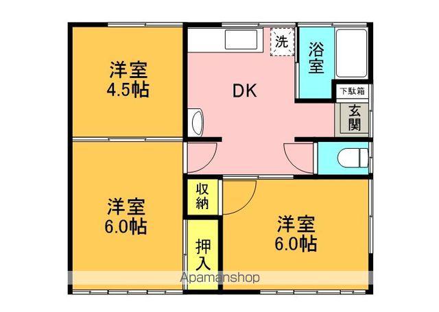 東北新幹線 郡山駅(福島) バス乗車時間：15分 朝日バス停で下車 徒歩15分 1階建 築49年(3DK)の間取り写真
