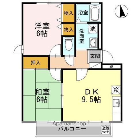 アチチュード(2DK/2階)の間取り写真