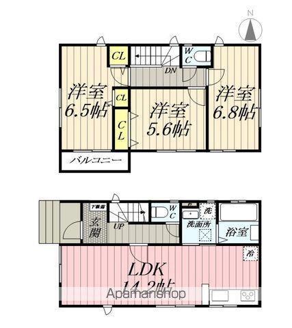 つくばエクスプレス 三郷中央駅 徒歩11分 2階建 築1年(3LDK)の間取り写真