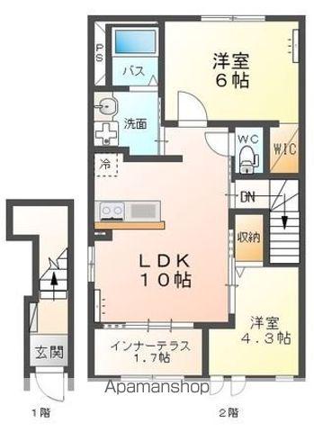 CALM GENTLEⅠ(2LDK/2階)の間取り写真