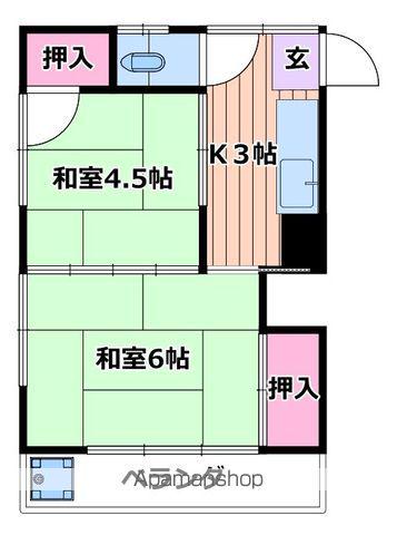 第三西亀荘(2K/2階)の間取り写真