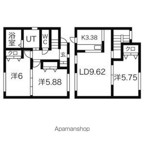 札幌市東豊線 環状通東駅 徒歩3分 2階建 築19年(3LDK)の間取り写真