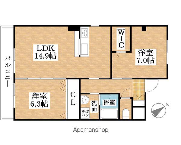 ウエスト98(2LDK/3階)の間取り写真