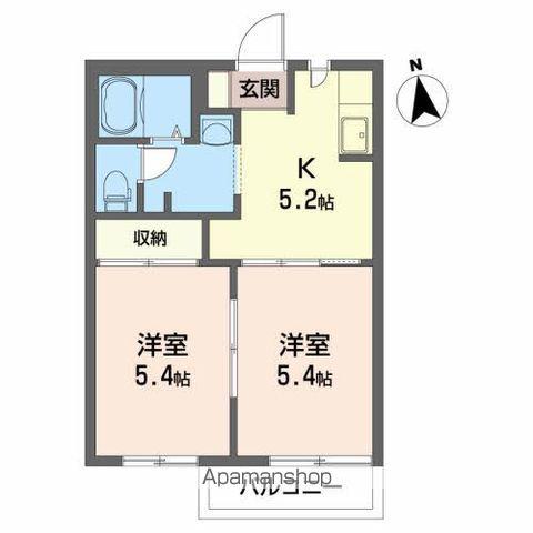 メルベーユ B(2K/2階)の間取り写真