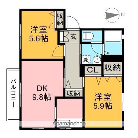 シャーメゾン北久保 B棟(2DK/1階)の間取り写真