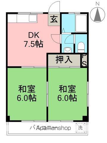 第3コーポ谷内(2DK/3階)の間取り写真