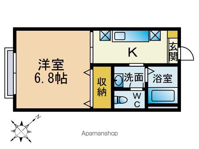 ハイツ藤(1K/2階)の間取り写真
