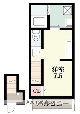 プリッ2少林寺町西(ワンルーム/2階)の間取り写真