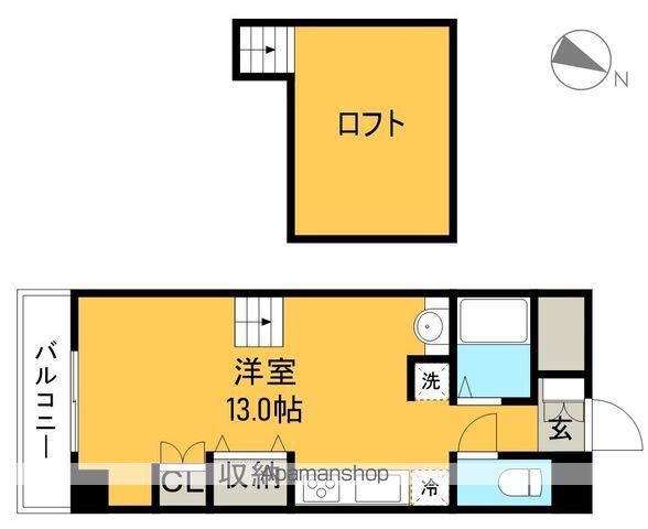 カーサローズヴェール(ワンルーム/5階)の間取り写真