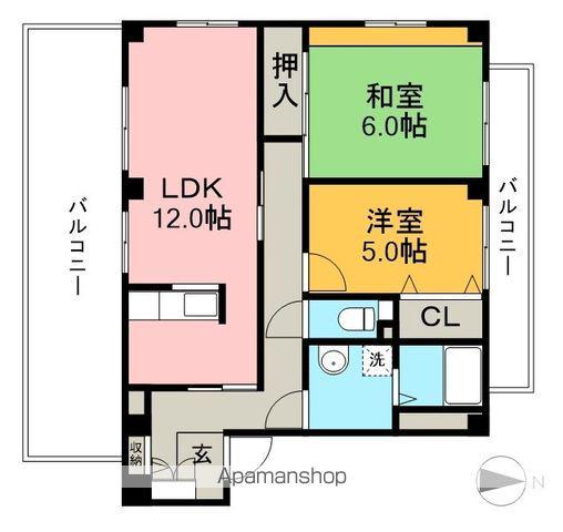 フォブールさなえ(2LDK/3階)の間取り写真