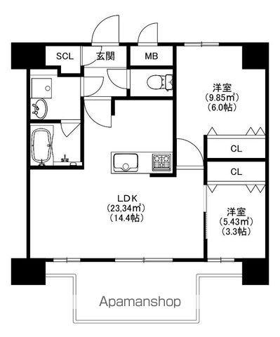 CLUB博多ビル(2LDK/7階)の間取り写真