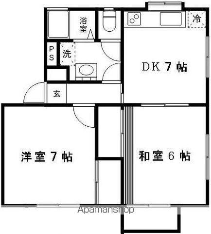 旭ルーミー天童南7号館(2DK/2階)の間取り写真