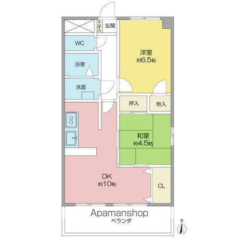 マーブルアサイ(2LDK/5階)の間取り写真