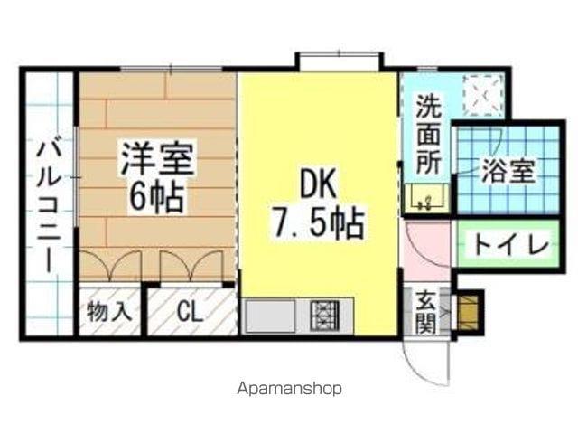 ヒルサイドA(1DK/2階)の間取り写真