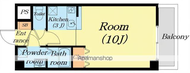 キャトルセゾン(1K/3階)の間取り写真