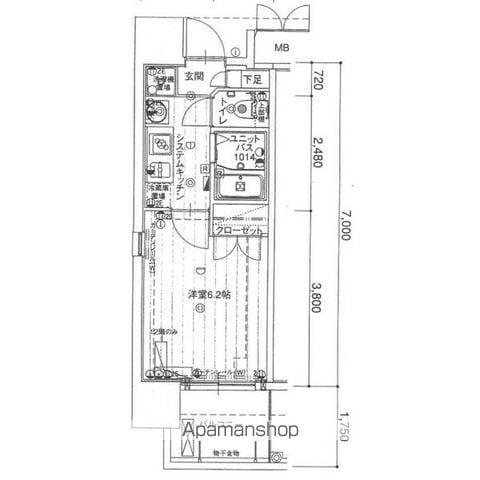 パルティール城西(1K/12階)の間取り写真