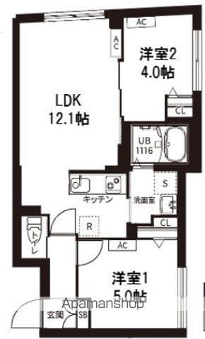 レピュア旗の台レジデンス(2LDK/5階)の間取り写真