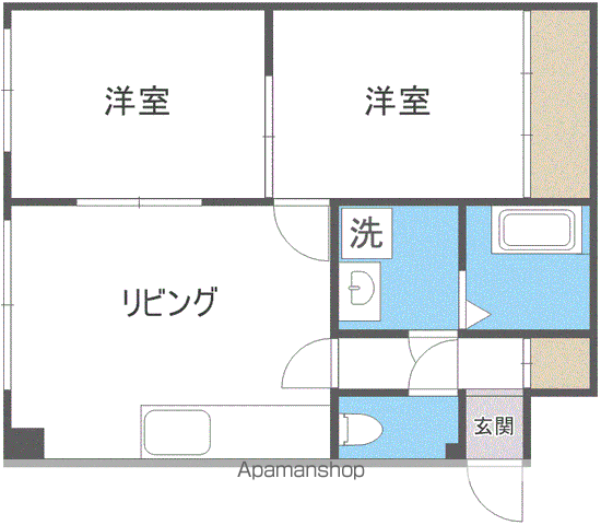 クラウディア厚別B(2DK/4階)の間取り写真