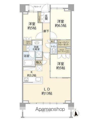 パークナード横濱上大岡(3LDK/3階)の間取り写真